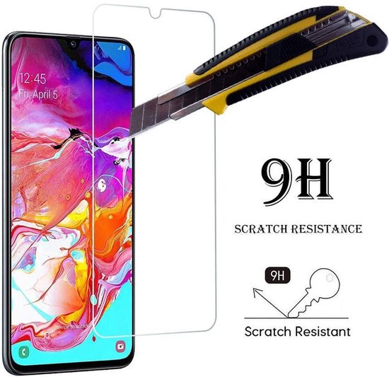 hoesje Geschikt voor: Samsung Galaxy A70 / A70S Portemonnee bruin met 2 stuks Glas Screen protector