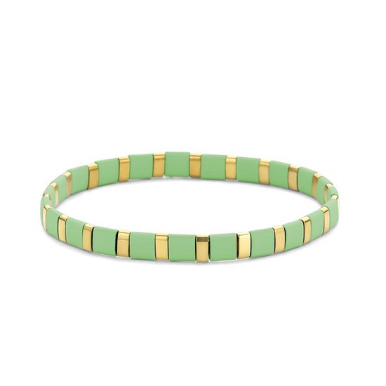 CO88 Collection Divine 8CB 90686 Stalen armband - groene hemariet - One Size - goudkleurig