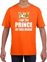 Koningsdag t-shirt Im the prince in this house oranje jongens L (140-152)