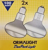 Duo pack Ormalight gloeilamp reflectorlamp mat R80 100 watt E27 240 Volt