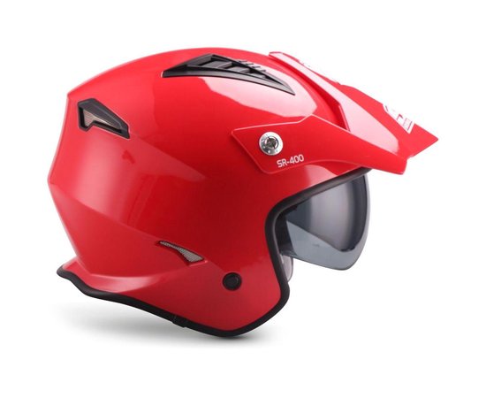 SOXON SR-400 Mono Red - casque jet, casque scooter, casque moto femme, homme  avec