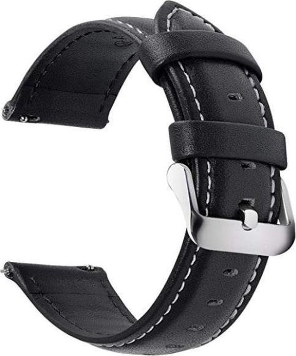 Geschikt voor Samsung Gear S3 lederen bandje - zwart - 46mm