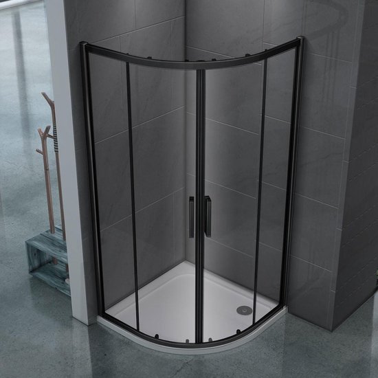 Douchecabine 80x80 Milano Schuifdeur Hoekinstap Kwartrond