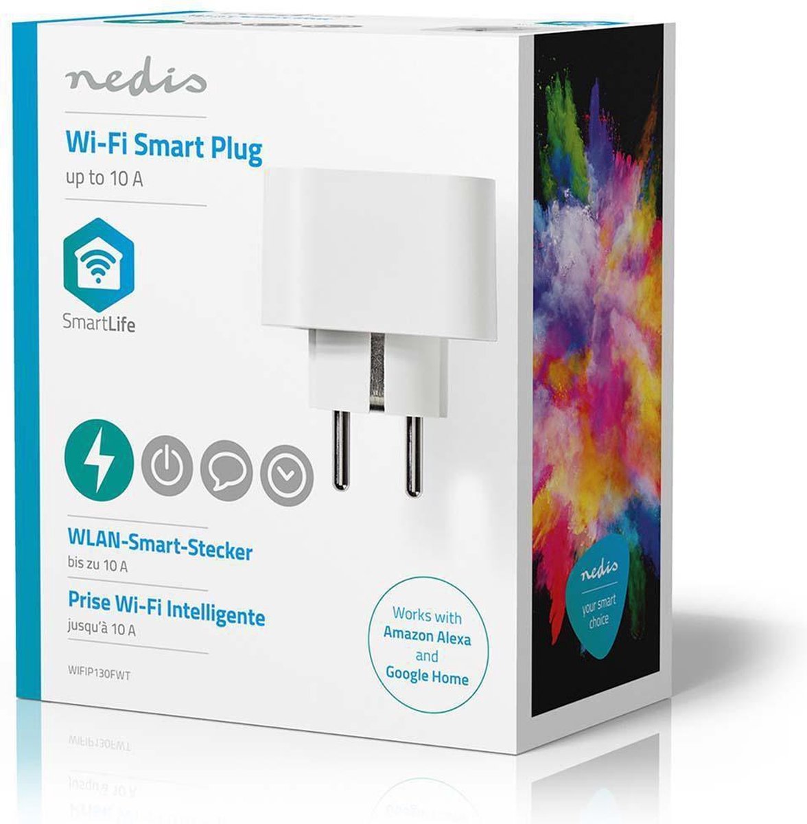 Slimme Stekker Wi-Fi 2500W met Randaarde Type F, Afstandsbediening via App, Spraakbediening, Wit - Afbeelding 3