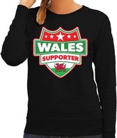 Welsh / Wales schild supporter sweater zwart voor dames M