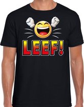 Funny emoticon t-shirt LEEF zwart voor heren -  Fun / cadeau shirt XL