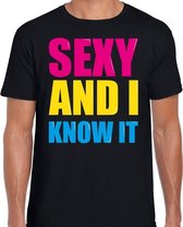 Sexy and i know it fun tekst t-shirt zwart heren XL