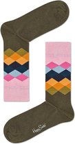 Happy Socks Faded Diamond Sokken - Bruin/Roze - Maat 36-40