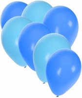 50x ballonnen lichtblauw en blauw - knoopballonnen