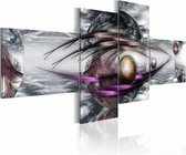 Schilderij - Platinum planeet , paars grijs , 4 luik