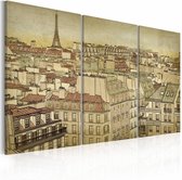 Schilderij - Parijs De stad in harmonie, 3 luik, Bruin/Beige, 3 maten, Premium print