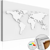 Afbeelding op kurk - Witte Wereld, Wereldkaart, Wit, 1luik