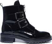 Sacha - Dames - Lak leren biker boots met gespen en rits - Maat 38