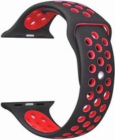 KELERINO. Siliconen bandje geschikt voor Apple Watch (42mm & 44mm) - Zwart  / Rood - Large