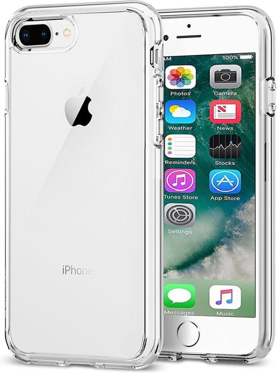 Hoesje Geschikt voor iPhone 7/8 Plus Hoesje Siliconen Case Hoes - Hoes Geschikt voor iPhone 7/8 Plus Hoes Cover Case - Transparant - BTH
