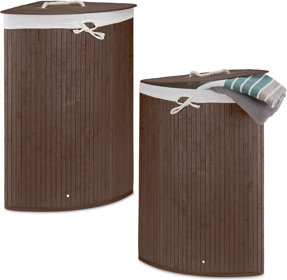 Panier à Linge En Noyer Avec Couvercle – 52L, Sac Amovible, 65,5 X 45 X 45 Cm, Style Vintage - 4