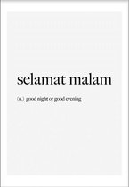 Selamat malam (29,7x42cm) - Wallified - Tekst - Poster  - Wall-Art - Woondecoratie - Kunst - Posters