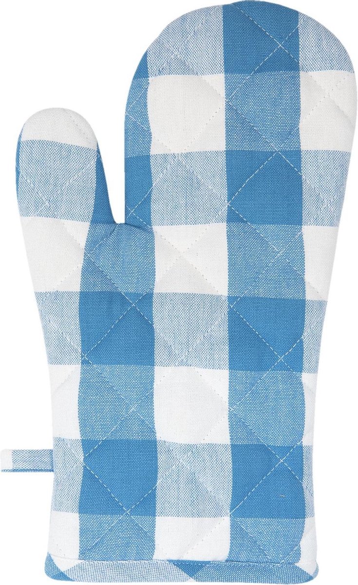 Clayre & Eef Ovenwant 16*30 cm Blauw Katoen Ovenhandschoen Moederdag cadeau