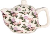 Clayre & Eef Theepot met Filter 400 ml Meerkleurig Porselein Rond Bloemen Theekan Japanse Theepot Chinese Theepot