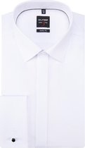 OLYMP Level 5 body fit overhemd - smoking overhemd - wit - gladde stof met Kent kraag - Strijkvriendelijk - Boordmaat: 45