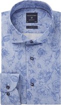 Profuomo - Overhemd SF Blauw Bloemen - 38 - Heren - Slim-fit