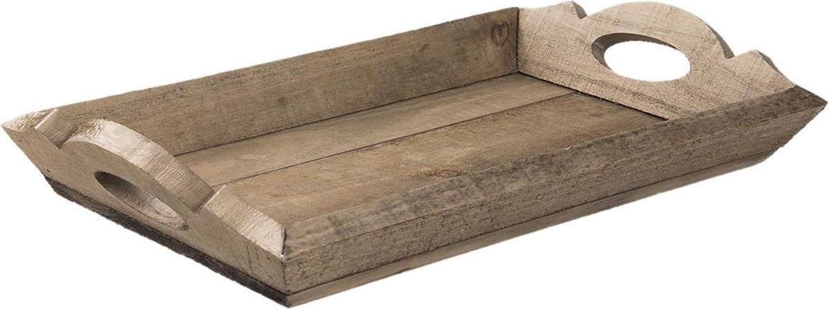 Clayre & Eef Decoratief Dienblad 42*25*7 cm Bruin Hout Rechthoek Serveerschaal