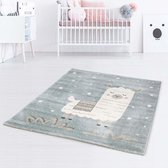 Vloerkleed kinderkamer Lama - blauw/wit 160x230 cm