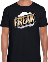 Freak fun tekst t-shirt voor heren zwart in 3D effect M