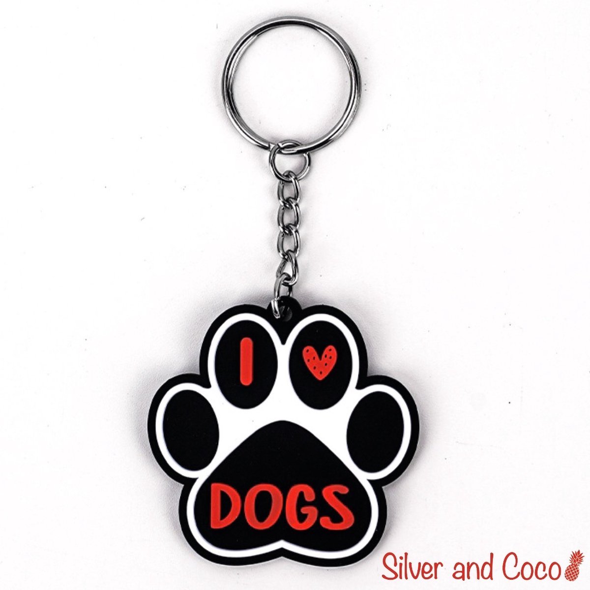 SilverAndCoco® - 2D Sleutelhanger Huisdier / Auto Huis / Key Chain Hondje / Sinterklaas Schoen Cadeau Sleutel Ring Sleutels Hond Dog - Honden / I love Dogs