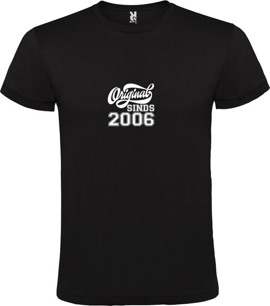 Zwart T-Shirt met “Original Sinds 2006 “ Afbeelding Wit Size S