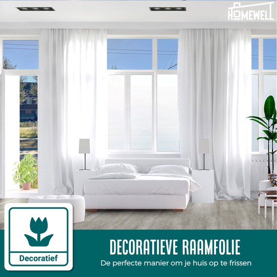 Homewell Raamfolie HR++ 60x300cm - Zonwerend & Isolerend - Anti inkijk - Statisch - Melkglas - Inclusief Rakel - Homewell