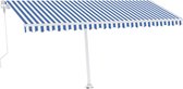 vidaXL - Luifel - automatisch - met - LED - en - windsensor - 500x350 - cm - blauw - wit