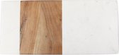 Be Home - Serveerplateau rechthoekig wit marmer met hout 39,5cm - Borrelplateaus - Borrelplank - Tapasplank