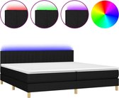 vidaXL - Boxspring - met - matras - en - LED - stof - zwart - 200x200 - cm