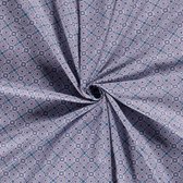 Poplin Katoen Stof Bedrukt - Mille Fleur Abstract Blauw - 1 Meter