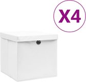 vidaXL Boîtes de rangement avec couvercles 4 pcs Blanc 28x28x28 cm