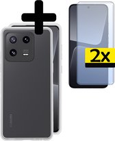 Hoesje Geschikt voor Xiaomi 13 Hoesje Siliconen Case Met 2x Screenprotector - Hoes Geschikt voor Xiaomi 13 Hoes Siliconen - Transparant