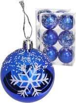 Gerim gedecoreerde kerstballen - 18x - 6 cm - kunststof -blauw