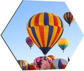 Dibond Hexagon - Zee van Kleurrijke Luchtballonnen - 50x43.5 cm Foto op Hexagon (Met Ophangsysteem)