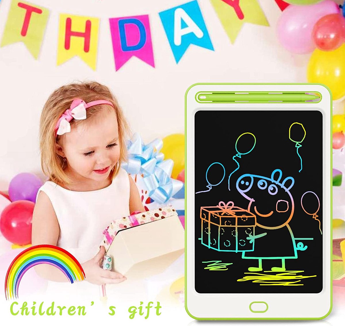 Genialba lcd-schrijfbord, 2 stuks, 30 cm, kleurrijk lcd-schrijftablet, lcd- schrijftablet, elektronische tablet, grafisch tablet voor kinderspelletjes van 2, 3, 4, 5, 6, 7 jaar, jongens en meisjes