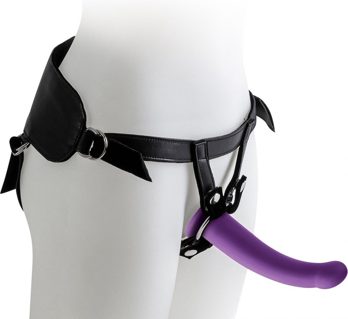 Goedkoopste Virgite Strap-on Harnas met paarse dildo - maat L