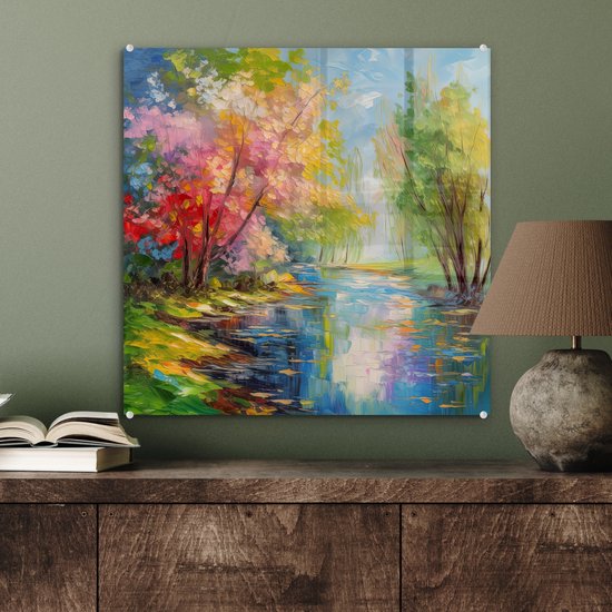 MuchoWow® Peinture sur verre 50x50 cm - Peinture sur verre - Peinture à l'huile - Paysage - Nature - Coloré - Photo sur verre acrylique - Peintures