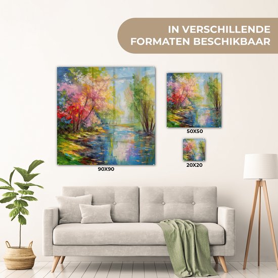 MuchoWow® Peinture sur verre 50x50 cm - Peinture sur verre - Peinture à l'huile - Paysage - Nature - Coloré - Photo sur verre acrylique - Peintures