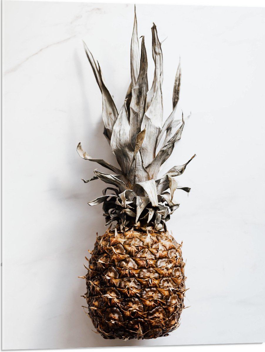 Acrylglas - Ananas op Witte Achtergrond - 60x80 cm Foto op Acrylglas (Wanddecoratie op Acrylaat)