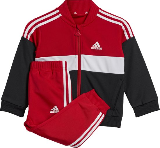 adidas Sportswear Tiberio 3-Stripes Colorblock Shiny Trainingspak Kids - Kinderen - Rood- 86