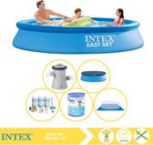 Intex Easy Set Zwembad - Opblaaszwembad - 305x61 cm - Inclusief Afdekzeil, Onderhoudspakket, Filter en Grondzeil
