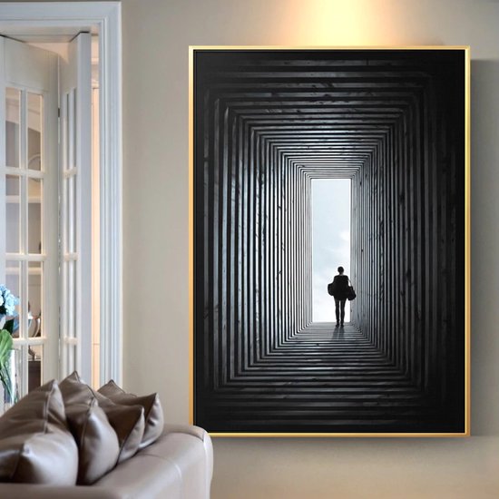 Allernieuwste.nl® Peinture sur toile FINALLY - Art - Affiche de salon - 50 x 80 cm - Zwart Wit