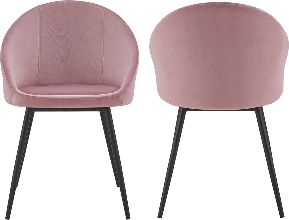 Set van 2 vintage DIANE roze fluwelen stoelen