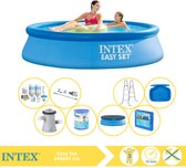 Intex Easy Set Zwembad - Opblaaszwembad - 244x61 cm - Inclusief Afdekzeil, Onderhoudspakket, Filter, Stofzuiger en Zwembadtegels