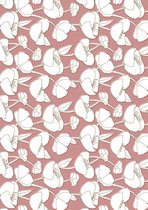 Cadeaupapier Inpakpapier Bloemen Roze Goud- Breedte 60 cm - 250m lang
